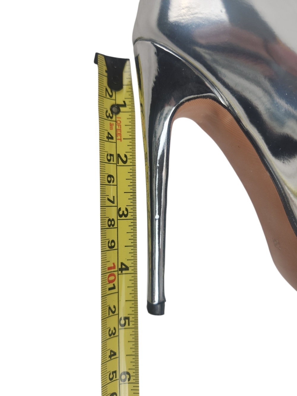Silver Metallic Knee-High Stiletto Boots Size 38 Pointed Toe Futuristic Space 8 - Picture 16 of 16